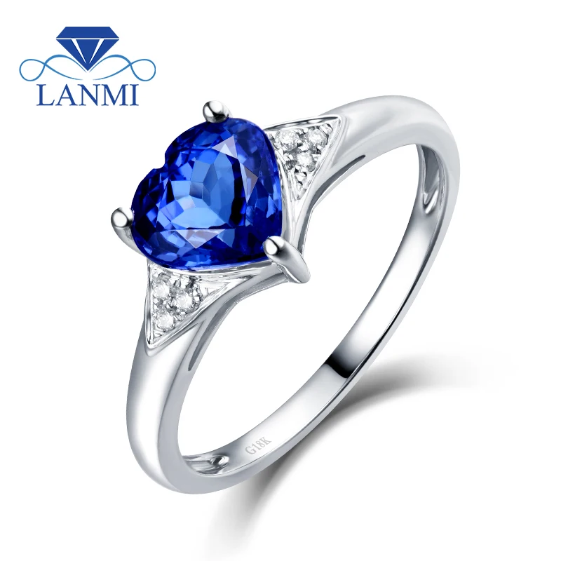 

Natural AAAA Heart Tanzanite Rings Real 18K White Gold Charming Diamond Wholesale Fine Jewelry Daughter Birthday Gift
