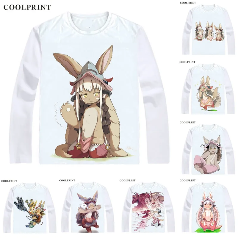 Мужская футболка Coolprint с изображением кролика Nanachi сделанная в бездне Meido in Abisu
