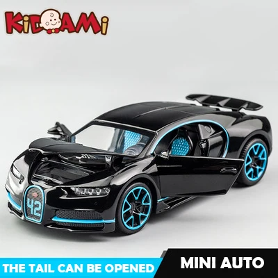 KIDAMI 1:32 Масштаб Bugatti литье под давлением модель автомобиля игрушечные машинки оттягивающийся автомобиль со звуком светильник Коллекция подарков для детей Взрослые машинки - Цвет: Black