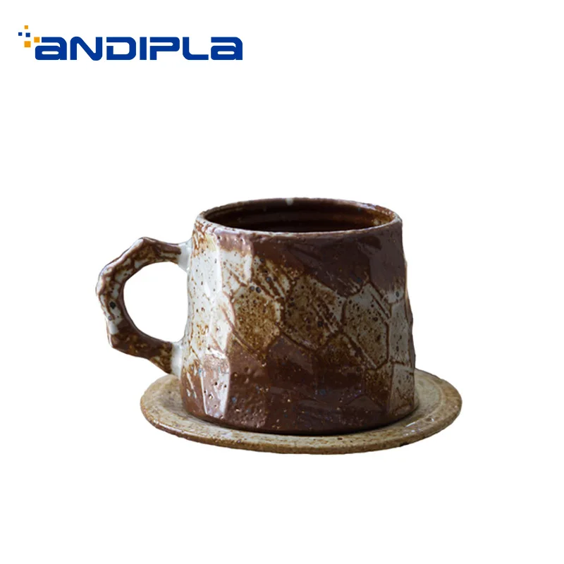 300 мл в японском стиле керамическая грубая керамика кофейная чашка с блюдцем