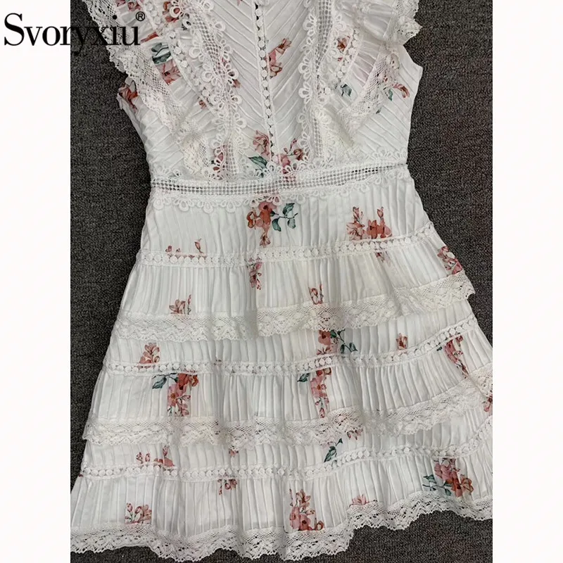 Svoryxiu на завязке с открытой спиной Мини женское платье Элегантное Цветочное