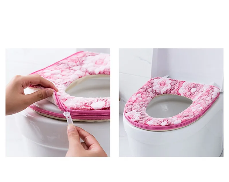 Цветочный теплый чехол для унитаза крышка сиденья верхняя коврик ванной теплое