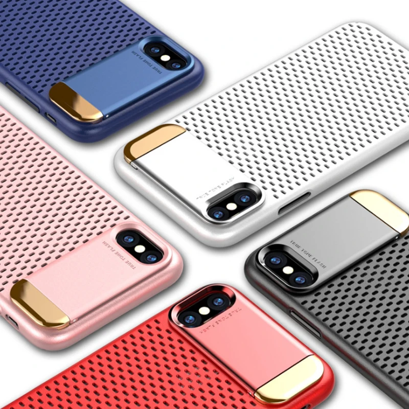 Противоударный защитный Чехол для iphone х чехол дышащая PC Shell назад с металлическим