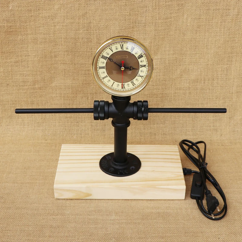 Современный 4 цвета абажур бутылка настольная лампа винтажные часы включает в