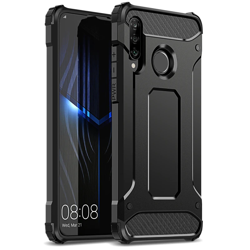 Жесткий чехол из поликарбоната для huawei P30 lite Pro P20 lite, двойная защита, противоударный бампер чехол для huawei P smart, черный чехол