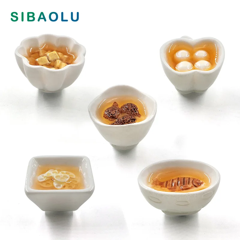 

5pcs/set Chinese White Bowl Aritificial Food Snack miniature figurine Resin Craft home fairy garden decoration DIY accessories