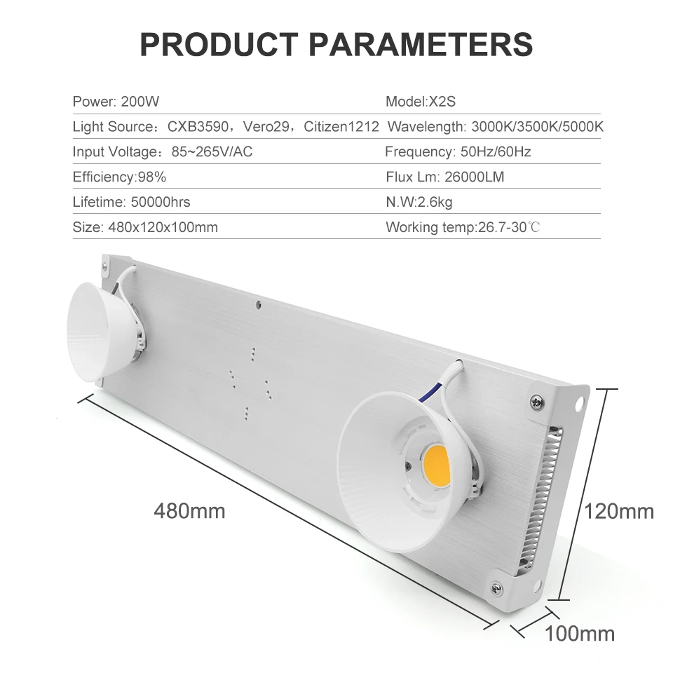 Cree CXB3590 Citizen1212 Vero29 LED Grow Light полный спектр 200 Вт затемняемая Светодиодная лампа для