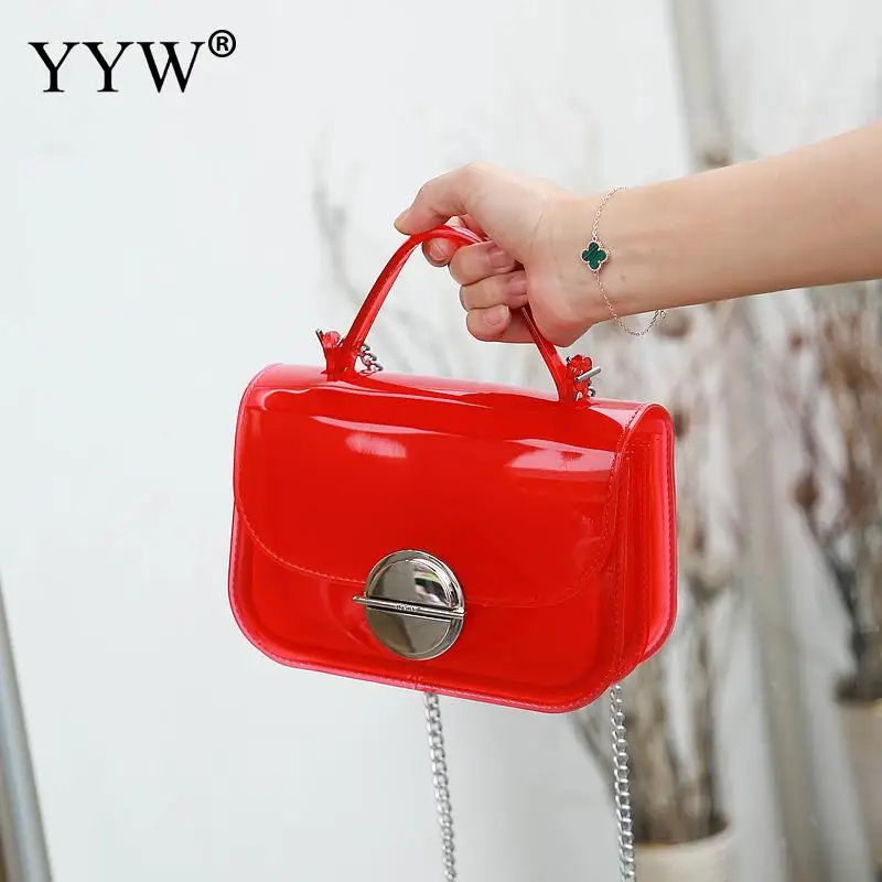 

Sweet Style Mini Cute Jelly Bag Girl Chain Sling Shoulder Bags For Women 2019 Red Green Box Handbag Female Transparent Clutch