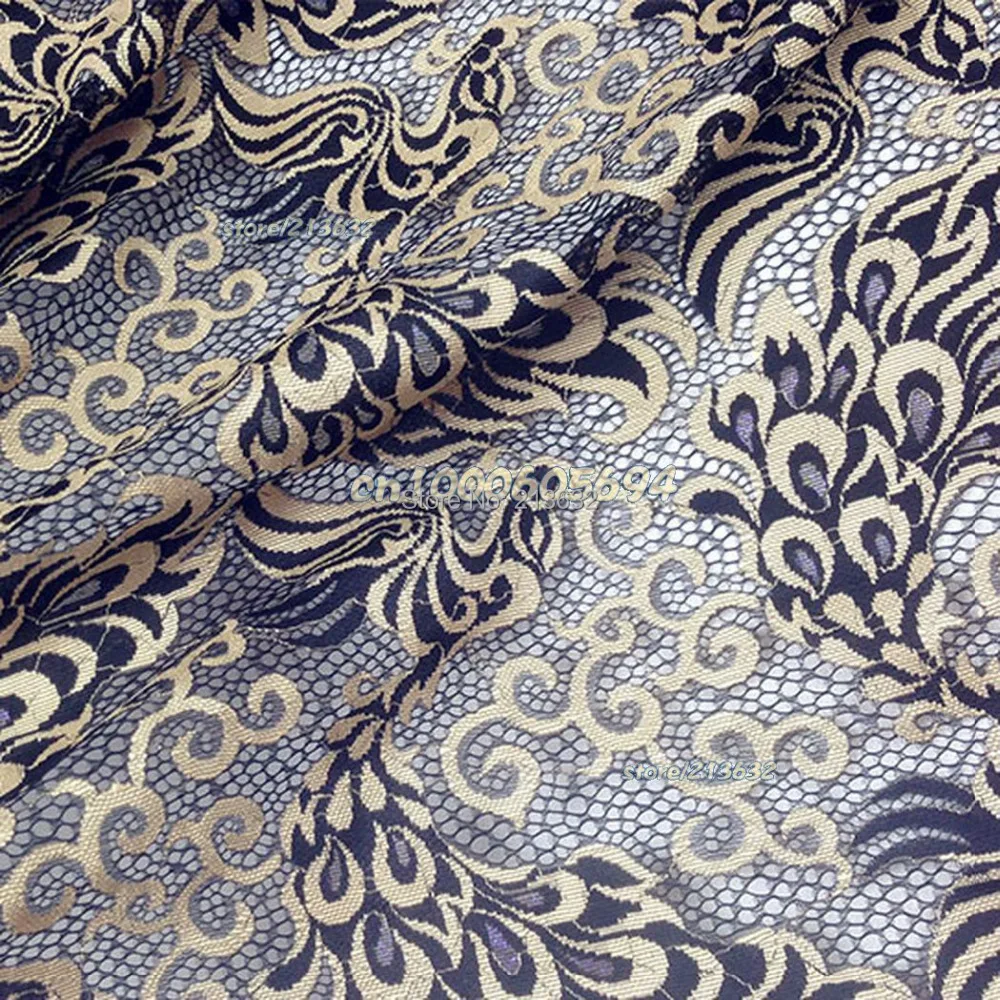 PQYY42 The peacock totem eyelet lace cloth heavy embroidery senior custom clothing fabrics african cord tecido feltro tela | Дом и сад