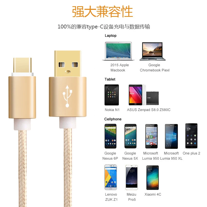 Кабель GEUMXL USB Type C Type-C 3 1 плетеный провод для быстрой синхронизации и зарядки Huawei P9