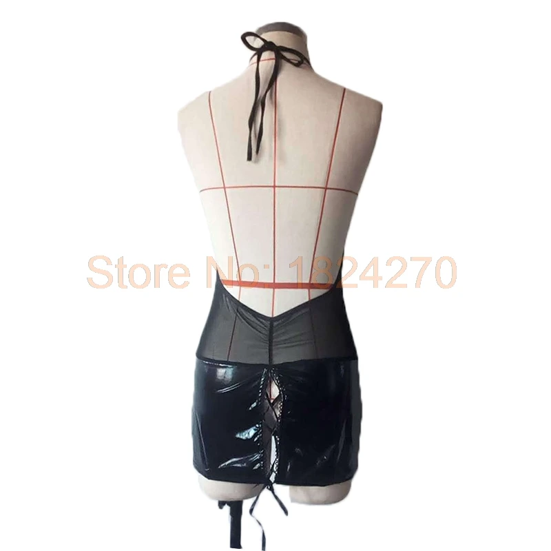 Горячее сексуальное женское белье из искусственной кожи Сетчатое платье с