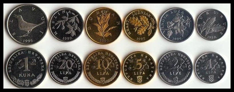 Набор из 6 монет 1 2 5 10 20 LIPA и KUNA новые оригинальные монеты UNC мир Европы
