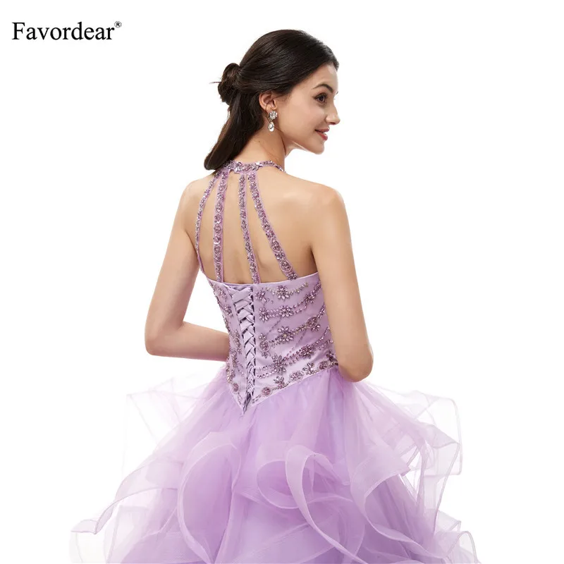 Бальное платье Favordear украшенное бисером с лямкой на шее пышное Vestido Quinceanera
