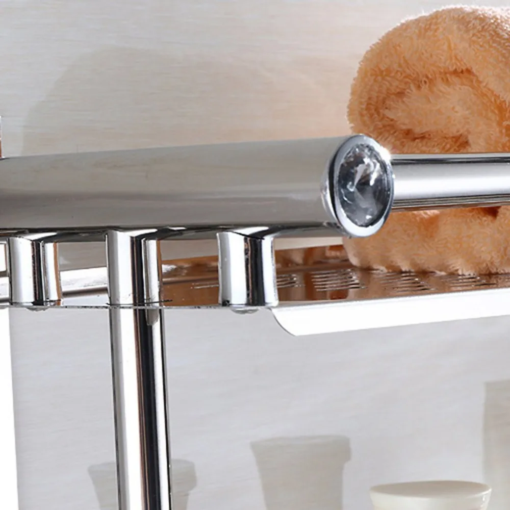 Двухслойный настенный держатель для полотенец из нержавеющей стали с защитой от