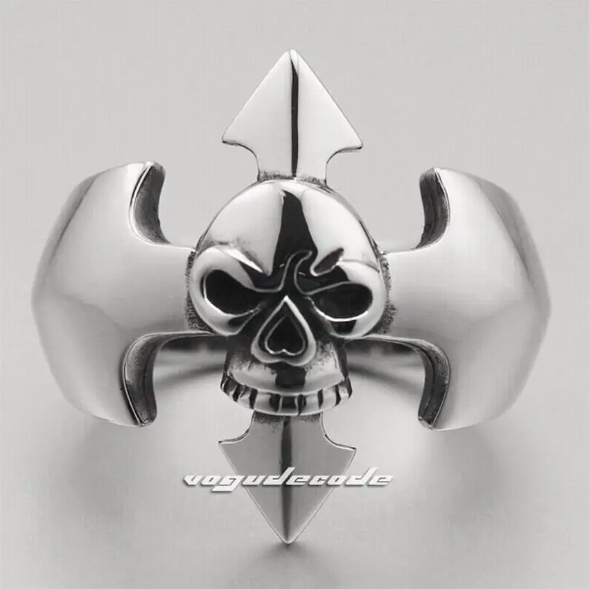 Лезвие крест Череп кольцо из нержавеющей стали 316L мужское байкерское в стиле