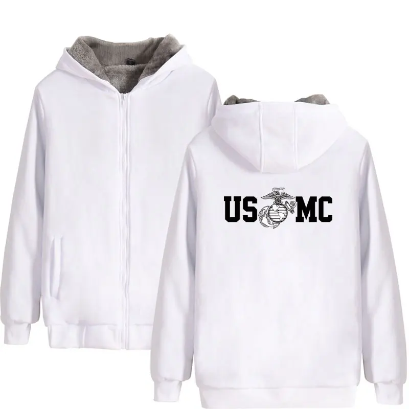 Толстовка USMC на молнии для мужчин и женщин зимняя толстовка с капюшоном принтом