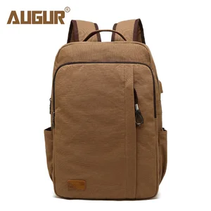 Винтажный холщовый рюкзак для мужчин и женщин, школьный ранец для девочек, сумка для ноутбука, дорожная сумка с USB-зарядкой и отверстием для наушников