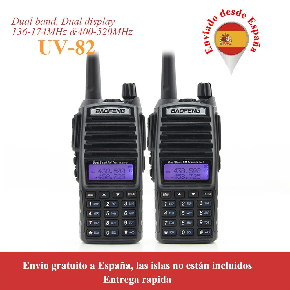 

Shipping from Russia 2 pcs/lot walkie talkie BaoFeng UV-82 Dual-Band 136-174/400-520 MHz FM Ham Two way Radio Transceiver uv82