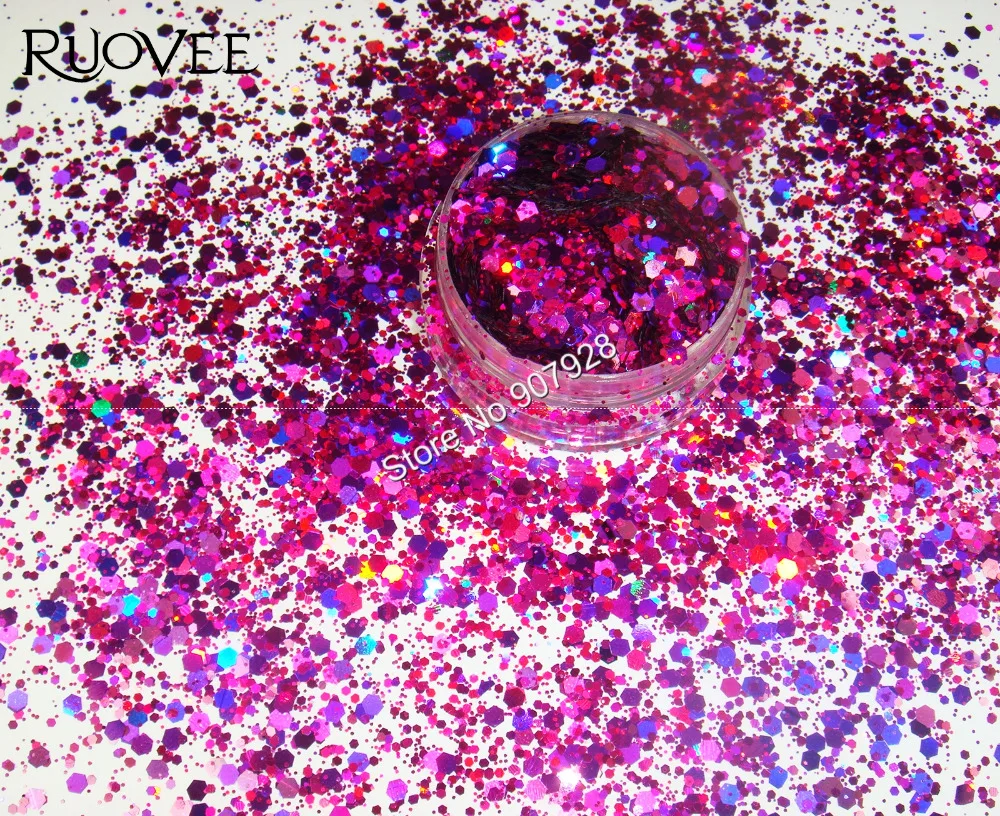 50 грамм/мешок x Смешанные Лазерные фиолетовые цвета (блестящий порошок +