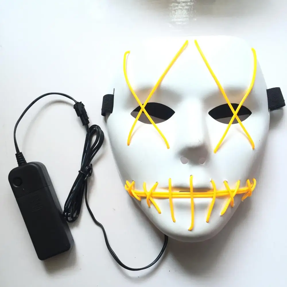 Full Face Led Mask Halloween Scary Masks Adult Birthday Party Decorations Purge Highlighting Luminous Cosplay Costume | Дом и сад