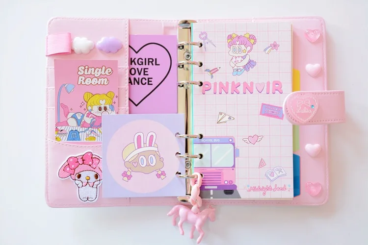 Pink Милый каваи А6 блокнот Макарон кожа Сделай Сам листовой Журнал Дневник спиральный планировщик времени органайзер канцелярские принадлежности подарок - Цвет: Pink
