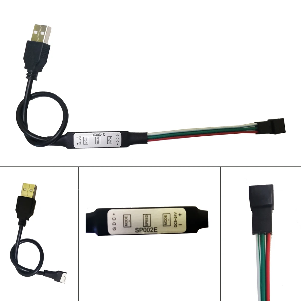 Мини USB RGB Led контроллер SP002E для WS2812B WS2812 Dream Color Pixel Strip Module JQ Light DC5V 3Key|Контролеры RGB| |