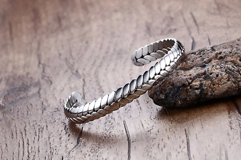 Unique Mens Cuff Bracelets Bangles for Women Stainless Steel Indent Gold Silver Tone pulseira masculina braslet Accessories
