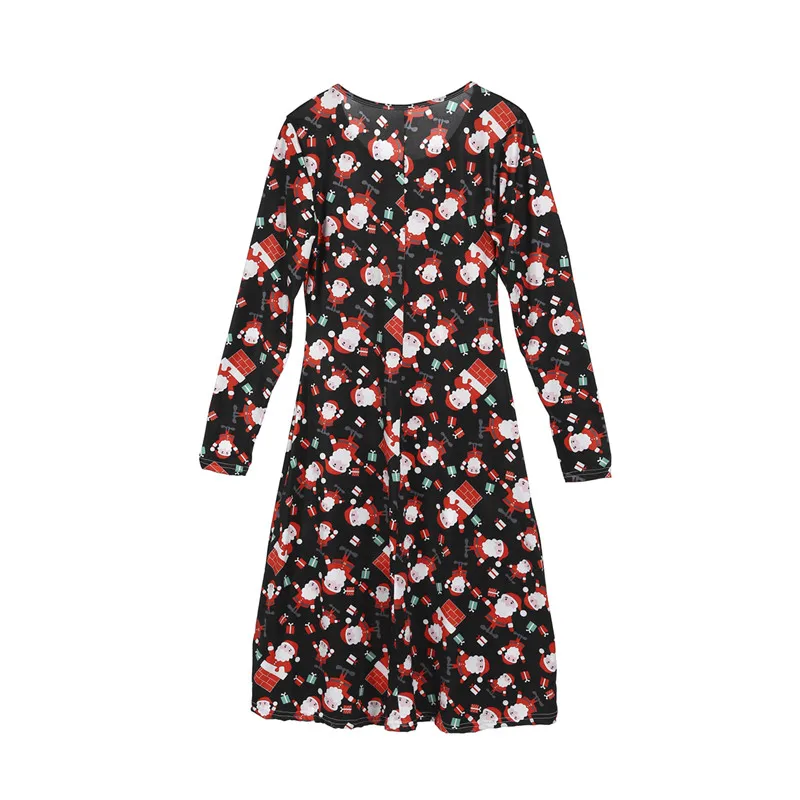 Рождественская одежда для всей семьи новинка 2018 модное осеннее платье трапеция с
