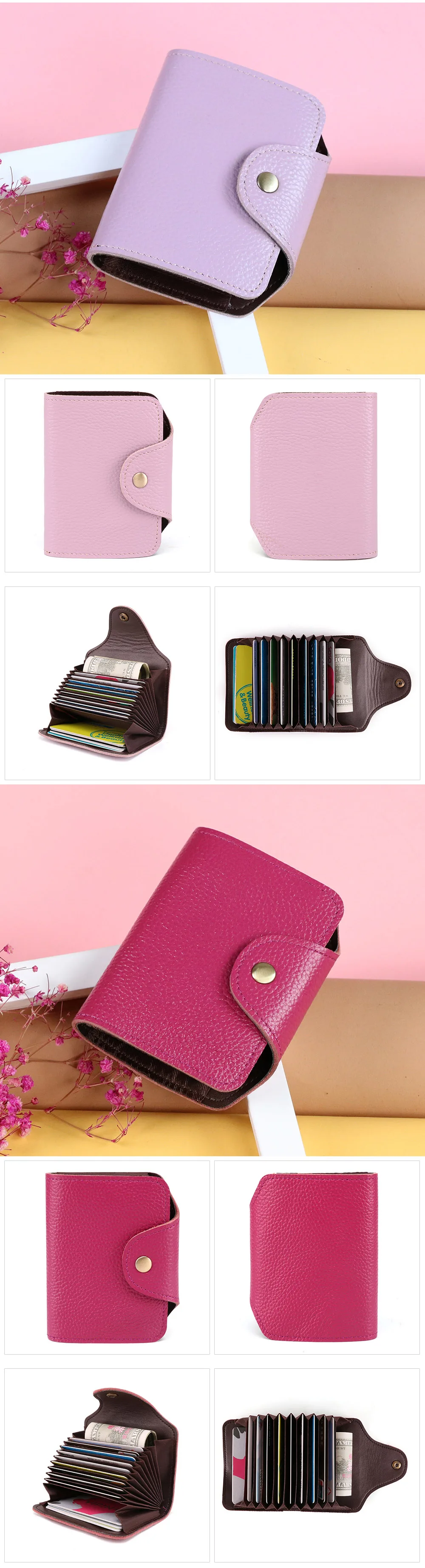 JOYIR Card Holder Wallet RFID Women Genuine Leather 11 Bits Card Case Business Credit Card Holder Card Wallet Clutch Handbag