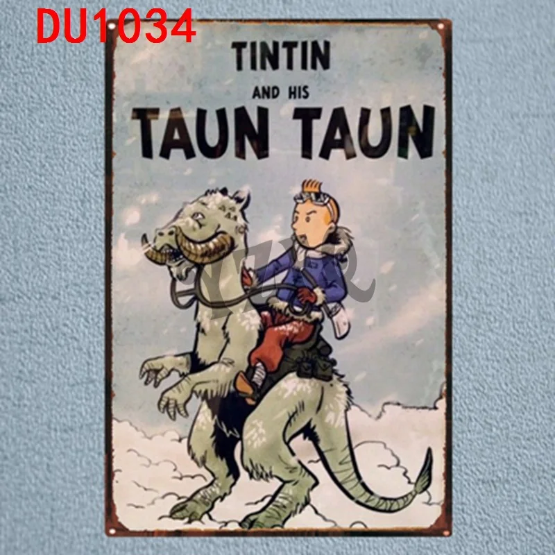 Tintin мультфильм оловянные знаки металлическая пластина настенный паб детская комната Домашний декор вечерние Винтаж Железный плакат Куадрос DU-1041 - Цвет: DU1034