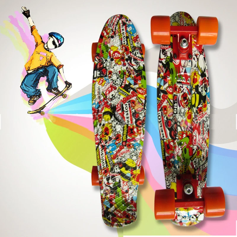 Новинка 2019 детский скутер с граффити мини-круизер пластиковый скейтборд 22 дюйма