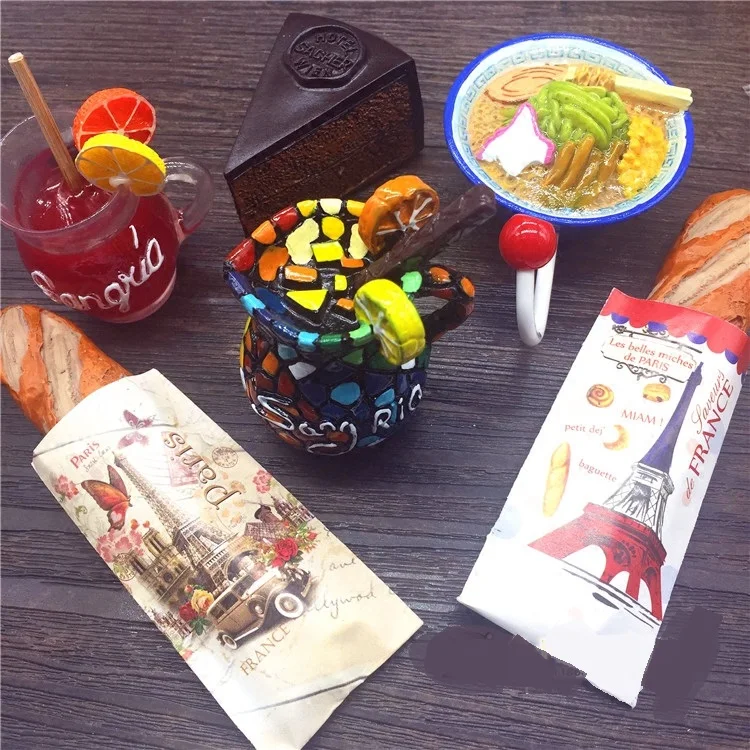 Европейский дорожный сувенир имитация Испании торта магнитная наклейка рамен