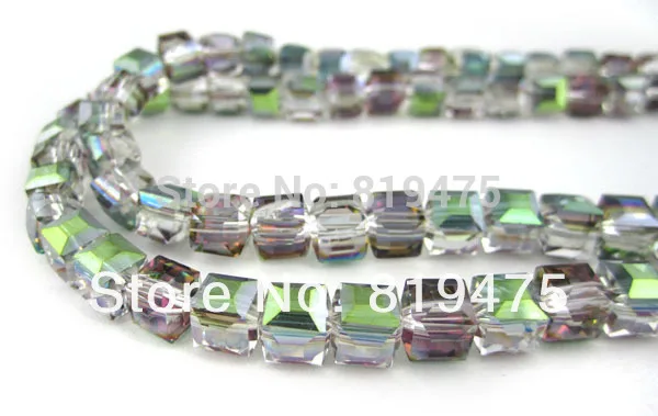 

Crystal beads 8mm(20 pieces/lot) Cube Multi-colored AB Color for jewelry making