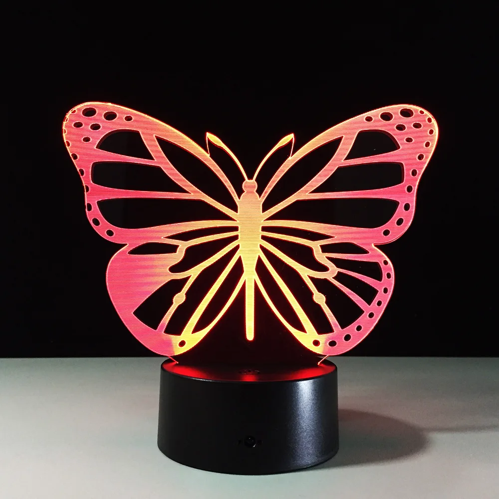 3d лампа с бабочкой светодиодная Ночная Usb питанием ночник аккумулятором