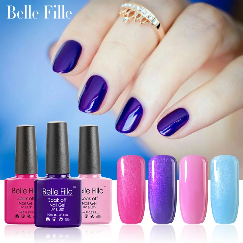 Belle Fille 6 шт. Гель лак 79 разноцветный гель для ногтей Лак Синий Фиолетовый УФ