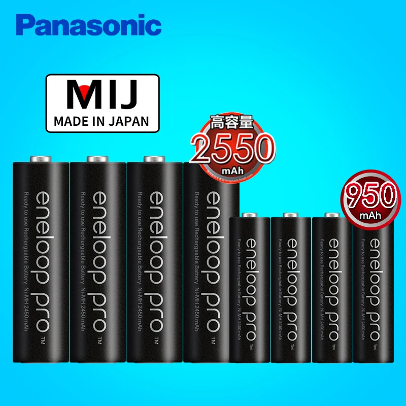8 шт. перезаряжаемых Ni MH аккумуляторов Panasonic AA + AAA 1 2 в (aa 2550 мАч и aaa 950 мАч)