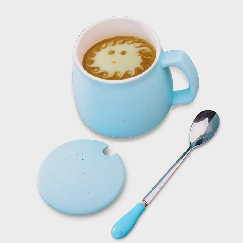 400ml Creative Brief Color Glaze Porcelain Coffee Mugs With Spoon Breakfast Water Cup Milk Mug | Дом и сад