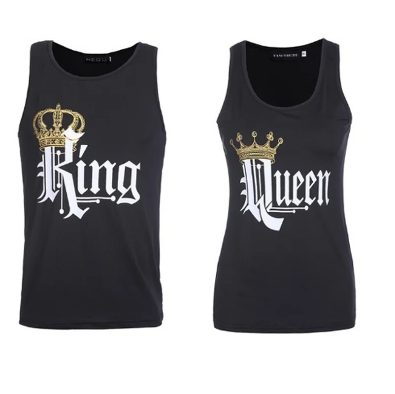 ZOGAA Couples Men and Women Vest T-Shirt Casual tops King Queen Crown Printed tank women men clothes 2018 vest t shirts | Женская одежда