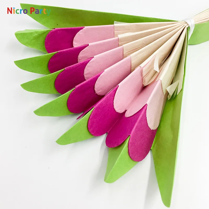 Nicro DIY зеленая Роза бумага Искусственные цветы день рождения украшения детские