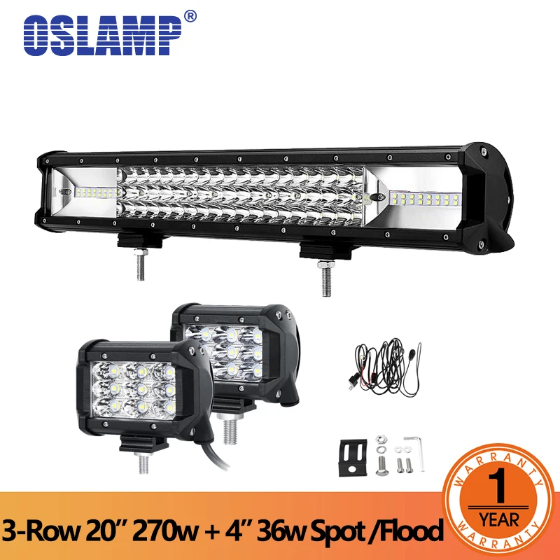 Oslamp 3 рядный 20 дюймов 270 Вт светодиодная световая панель для внедорожников