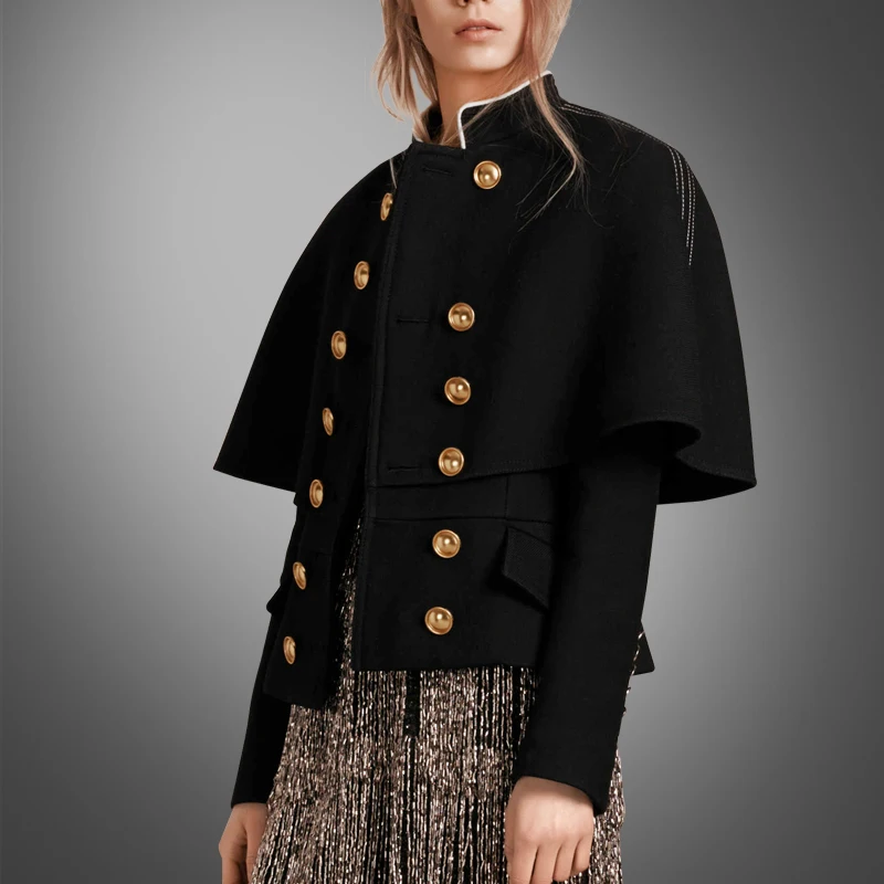 Пальто с карманами на пуговицах сезон осень зима модная куртка в европейском