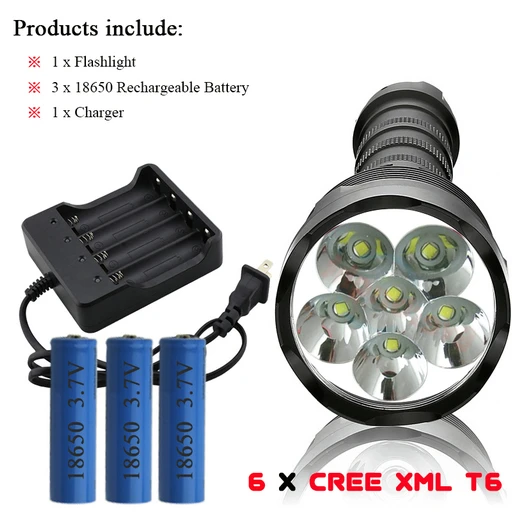 Set B 6T6 6T6 мощный светодиодный фонарик CREE XML T6 светодиодные лампы Водонепроницаемый 18650 аккумуляторная батарея - Испускаемый цвет: Set B 6T6