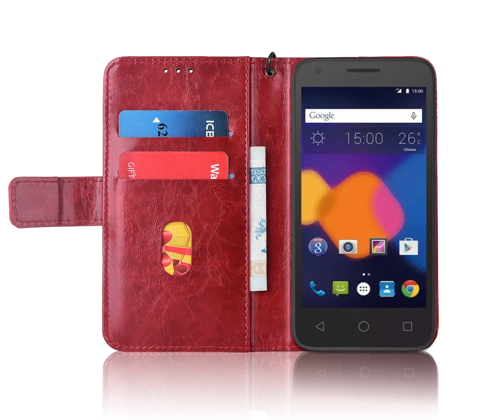 Кожаный чехол-книжка с ремешком для Alcatel 5017X 5017D PIXI3 4 5 дюйма 4G чехлы цветочным