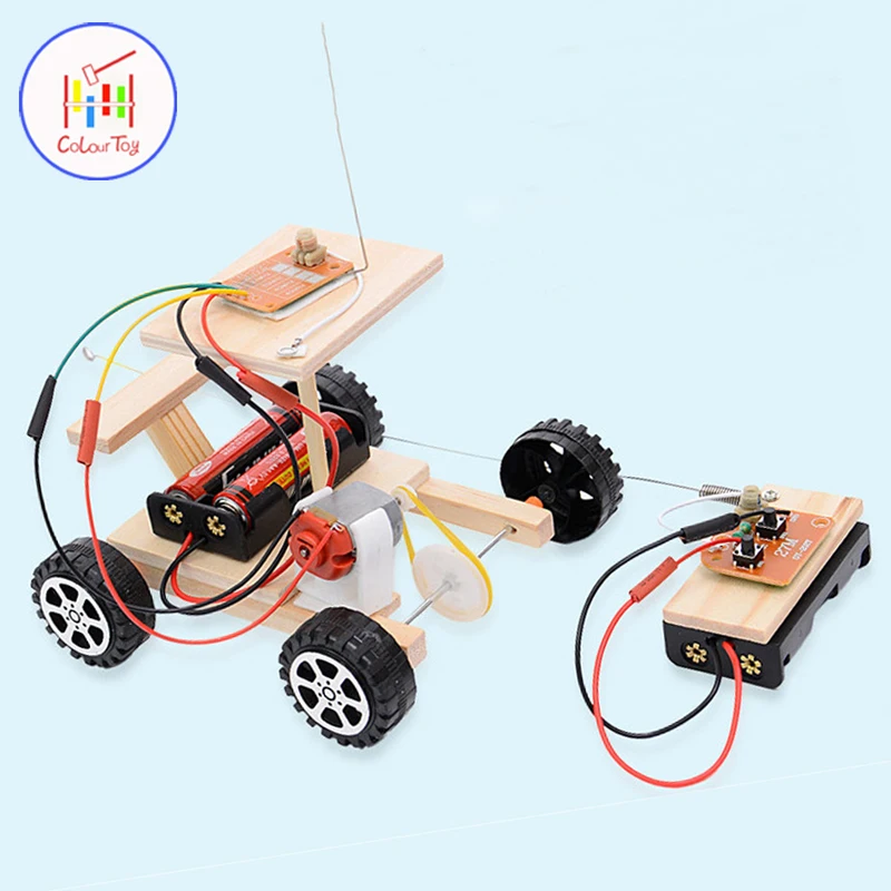 DIY Kids Mini Motor Smart Power Wireless Remote Control Racing Car Model Kit Science Experiments Toy Set Educational 3Y+ | Игрушки и