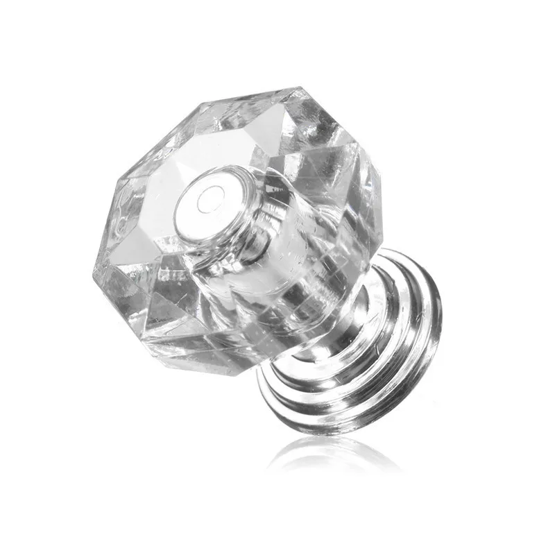 silver MTGATHER 18 мм кристально чистое стекло двери Потяните ящик шкафа Мебельная ручка с резьбой Горячая по всему миру - Цвет: silver