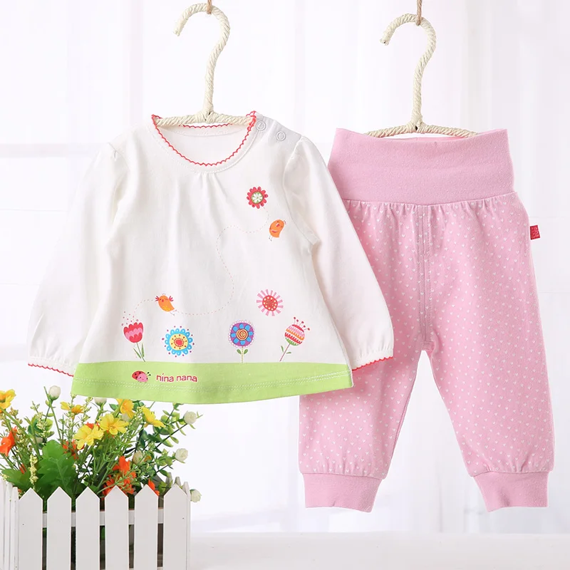 Футболка и штаны с высоким поясом для новорожденных мальчиков девочек комплект
