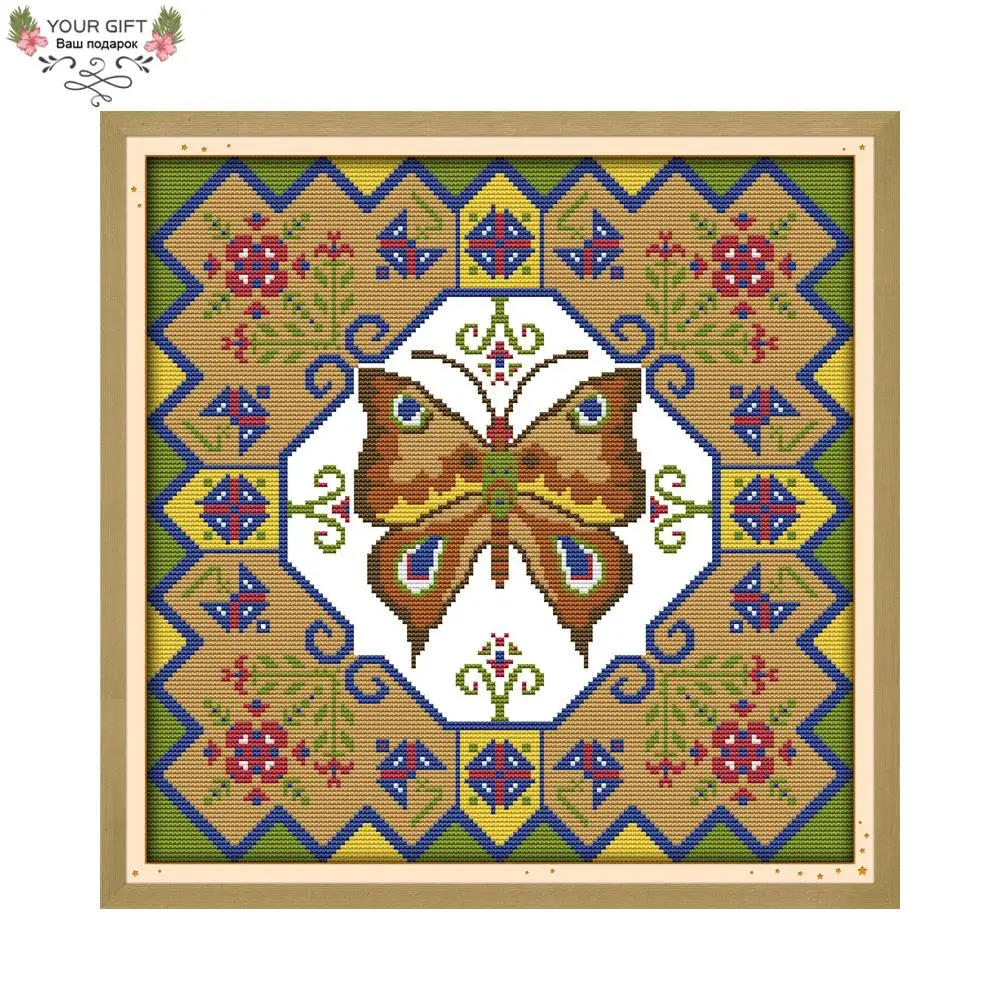 

Joy Sunday Butterfly Home Decor J229 14CT 11CT Counted Stamped Beautiful Butterfly Needlework Embroidery DIY Cross Stitch kit