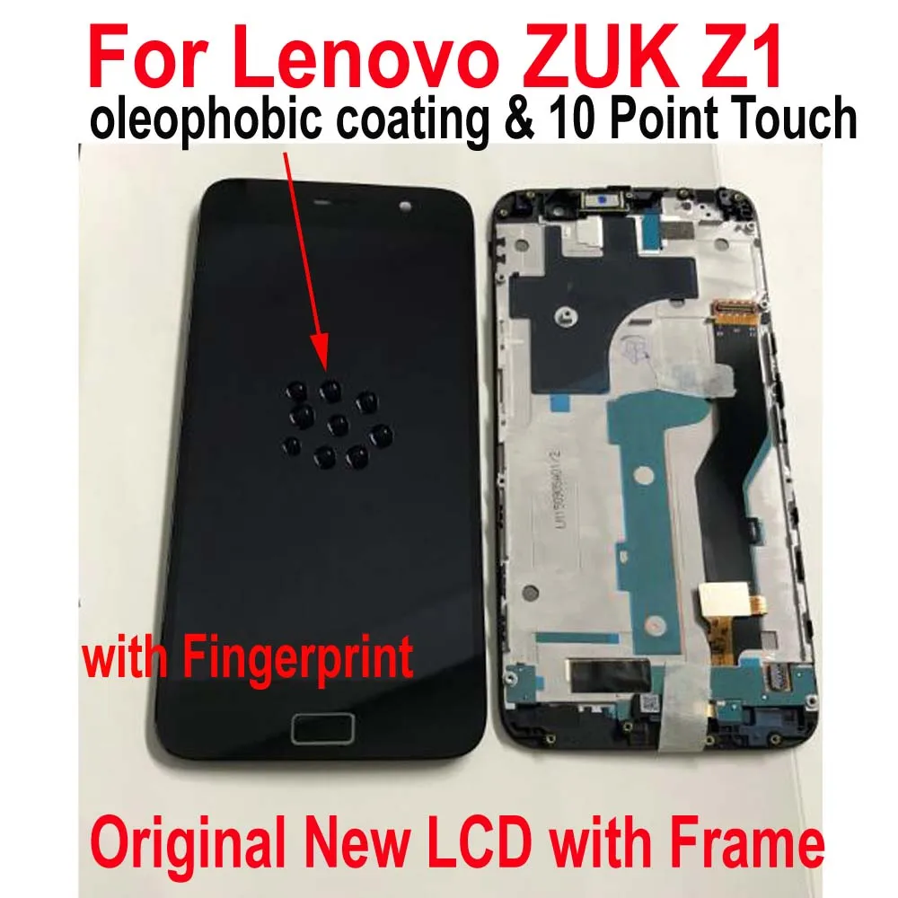 

Original Best Working Frame + LCD Display Touch Panel Screen Digitizer Assembly with Fingerprint Sensor For Lenovo ZUK Z1 Z1221