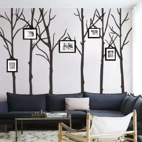 Наклейка на стену с изображением зимнего дерева мотивация изголовье леса