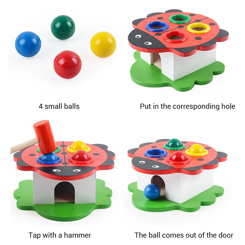 Детские развивающие игрушки деревянная милая Клубника жук молотковые шарики